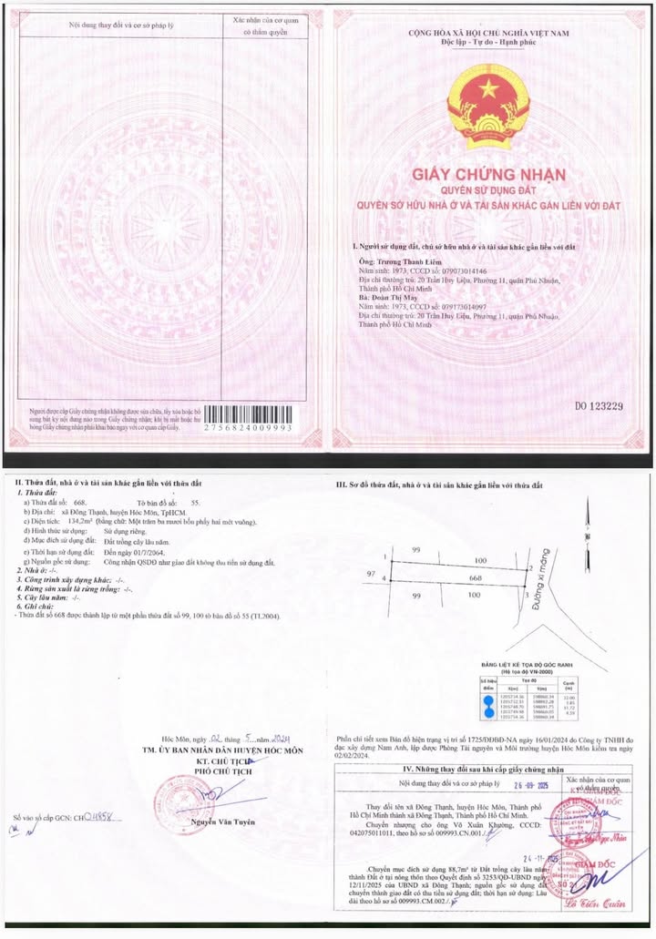 Bán đất thổ cư mặt tiền đường Đông Thạnh 7 - Hóc Môn 120m² giá 3.8 tỷ - Đầu tư sinh lời lý tưởng!