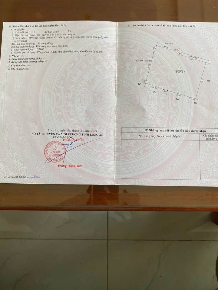 Đất vườn Thạnh Hoà Bến Lức 11.859m² giá chỉ 8.4 tỷ - Đầu tư sinh lời cao!