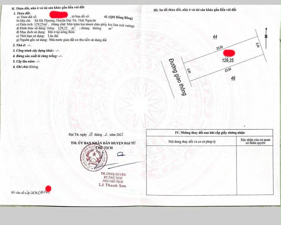 Đất thổ cư Đồng Bông - Hà Thượng 129m² giá 1 tỷ - Vị trí đẹp, dân cư đông đúc!