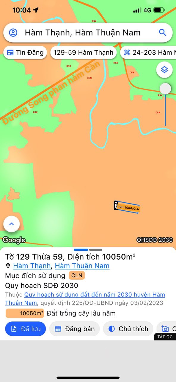 Đất CLN 100.50m² Thôn Ba Bàu, Hàm Thạnh, Bình Thuận giá chỉ 800 triệu - Đầu tư sinh lời cao!