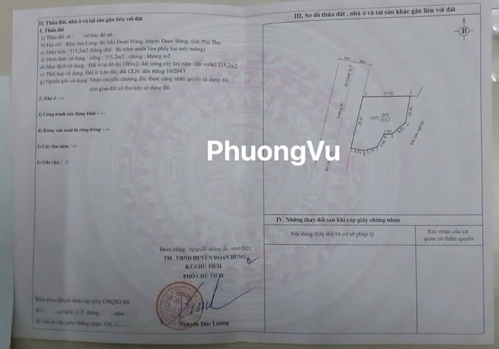 Đất nền khu Tân Long Đoan Hùng 315m² - Sổ đỏ chính chủ, giá thỏa thuận!