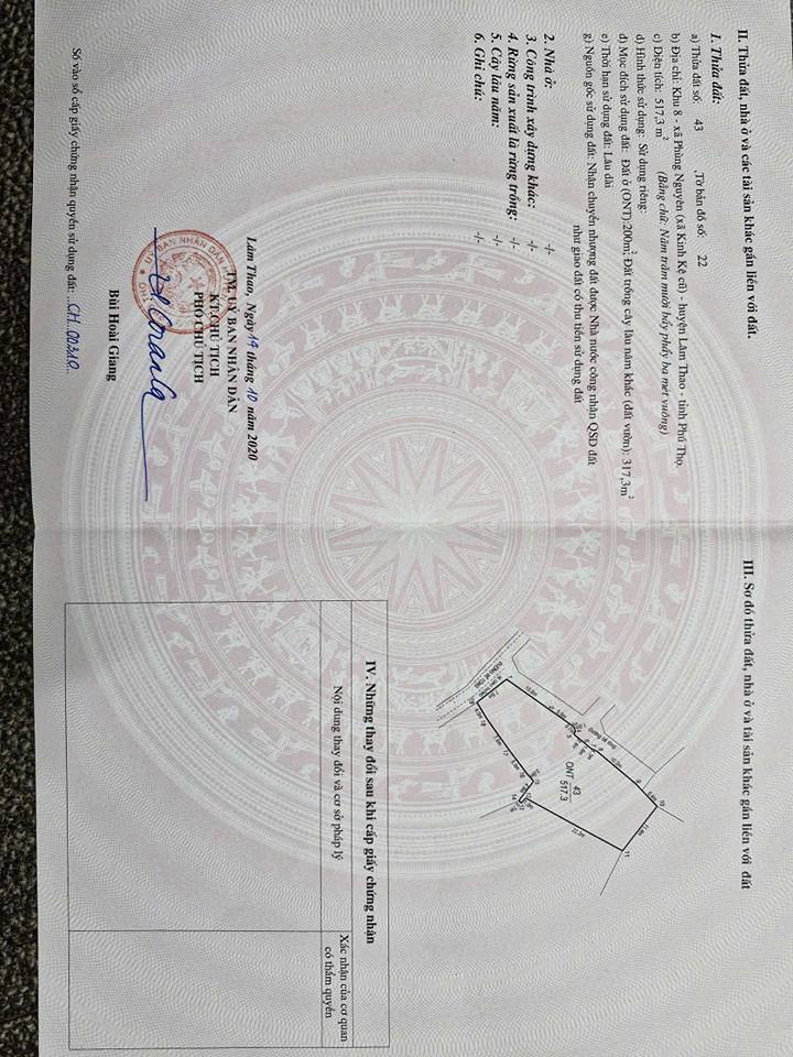 Đất thổ cư 517m² tại Phùng Nguyên, Lâm Thao - Giá chỉ 2 tỷ, cơ hội đầu tư tuyệt vời!