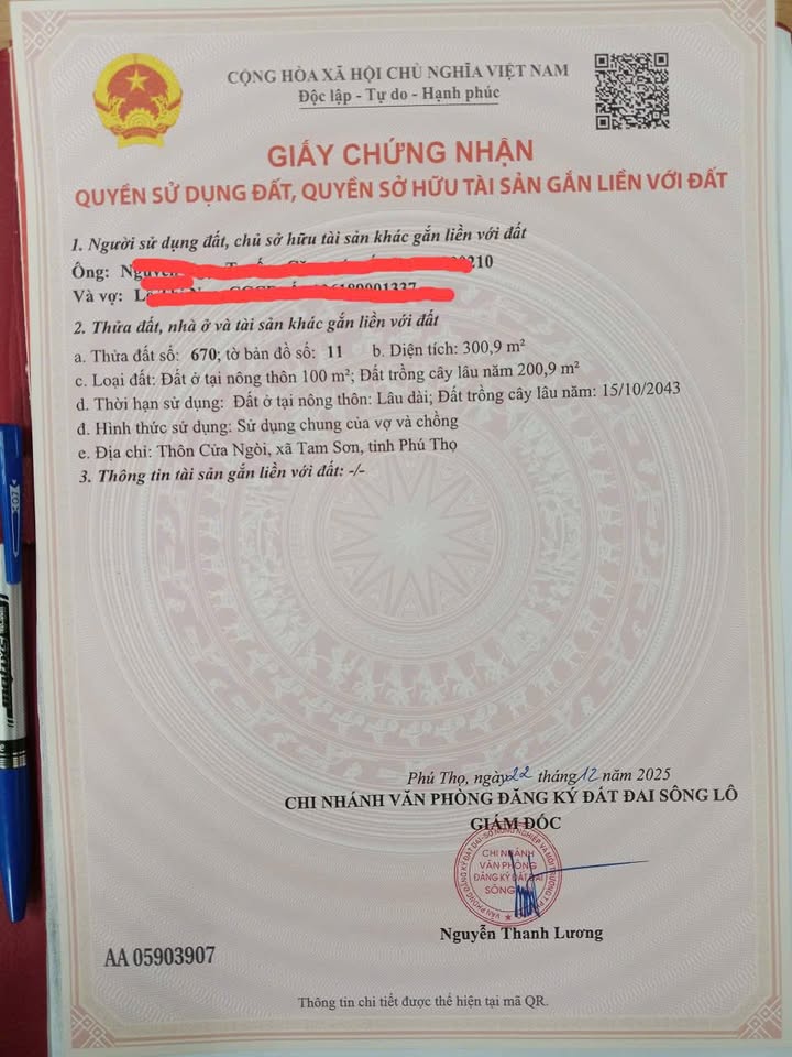 Đất thổ cư 100m² tại xã Tam Sơn, huyện Sông Lô - Giá chỉ 1.1 tỷ!