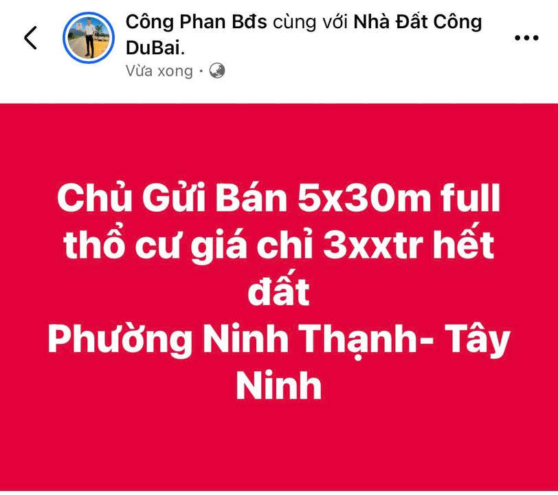 Đất thổ cư 150m² Phường Ninh Thạnh, Tây Ninh - Giá chỉ 300 triệu!