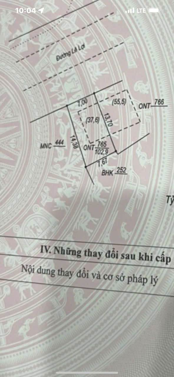 Mặt tiền kinh doanh Lê Lợi, Đồng Hới 102,9m² - Giá chỉ 4 tỷ!