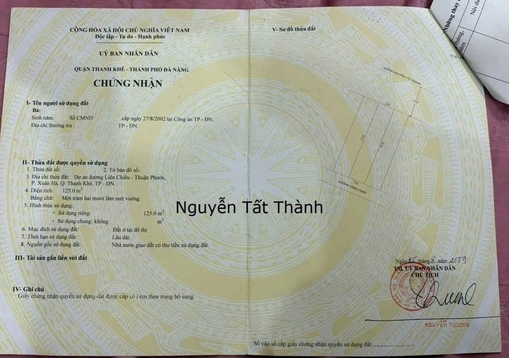 Bán Đất Mặt Tiền Đường Nguyễn Tất Thành, Quận Thanh Khê, 125m² - Giá Siêu Rẻ Chỉ 13.8 Tỷ!