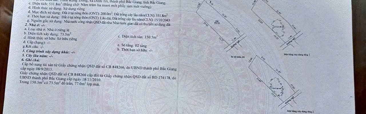 Đất Dĩnh Trì Bắc Giang 500m² giá 3 tỷ - Tặng nhà 2 tầng, ô tô đỗ tận sân!