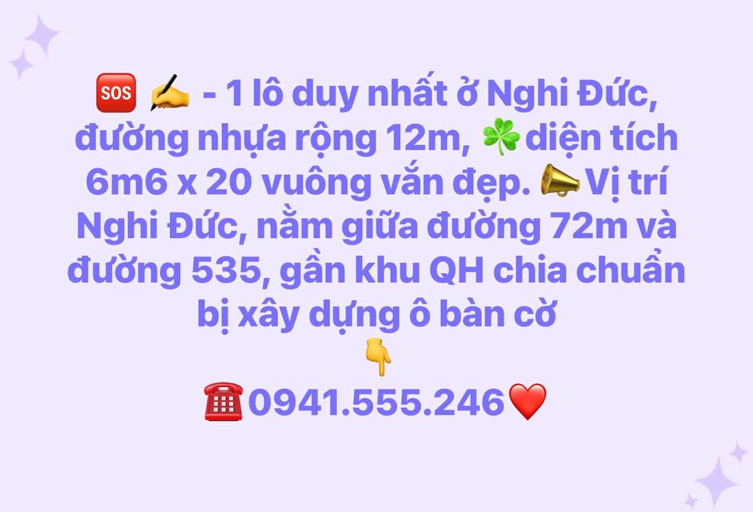 Đất nền Nghi Đức 132m² - Đường nhựa 12m, vị trí đắc địa!