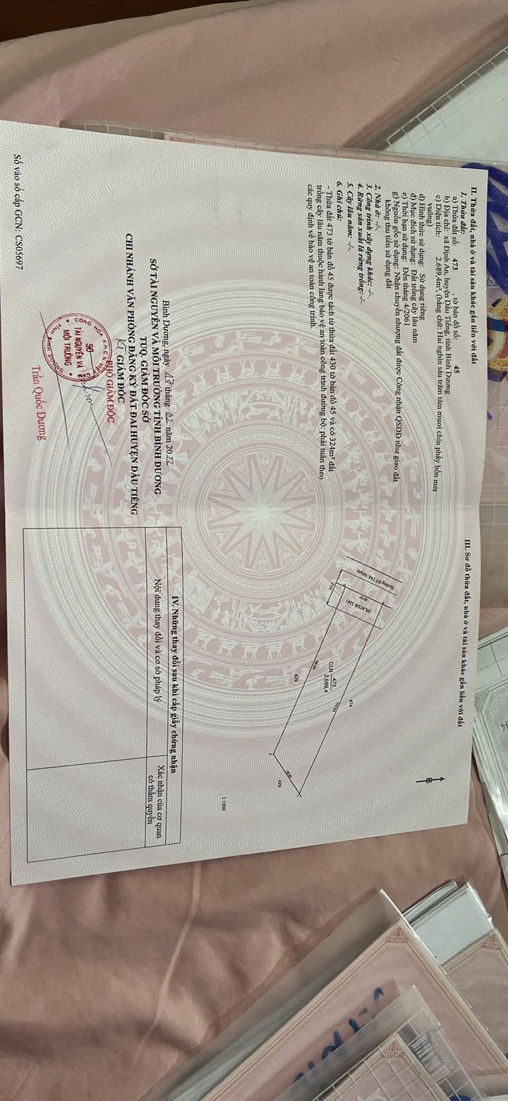 Đất nền Dầu Tiếng Bình Dương 2900m² giá 5.8 tỷ - Mặt tiền đường ĐT744 thuận lợi!