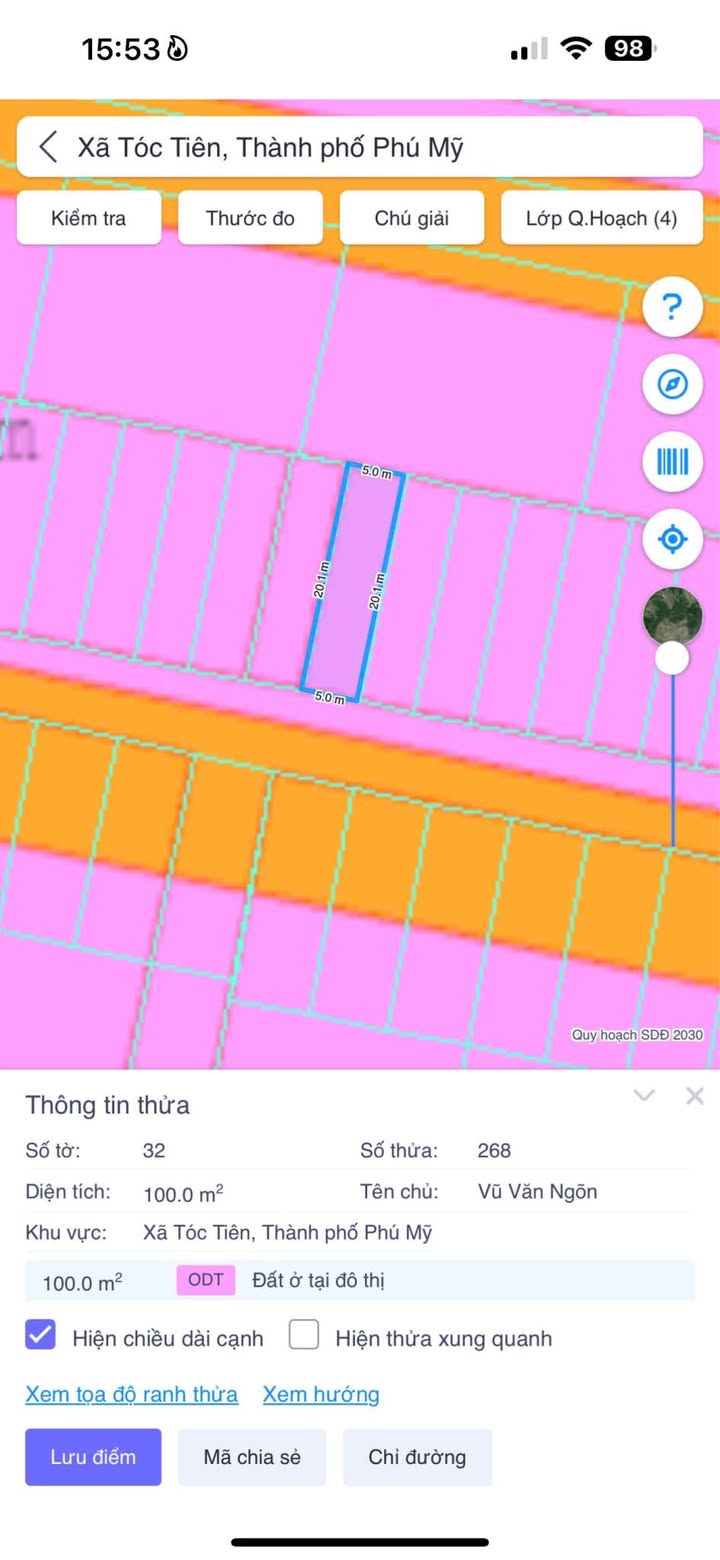 Đất thổ cư 100m² tại Tóc Tiên, Phú Mỹ - Giá tốt cho đầu tư!