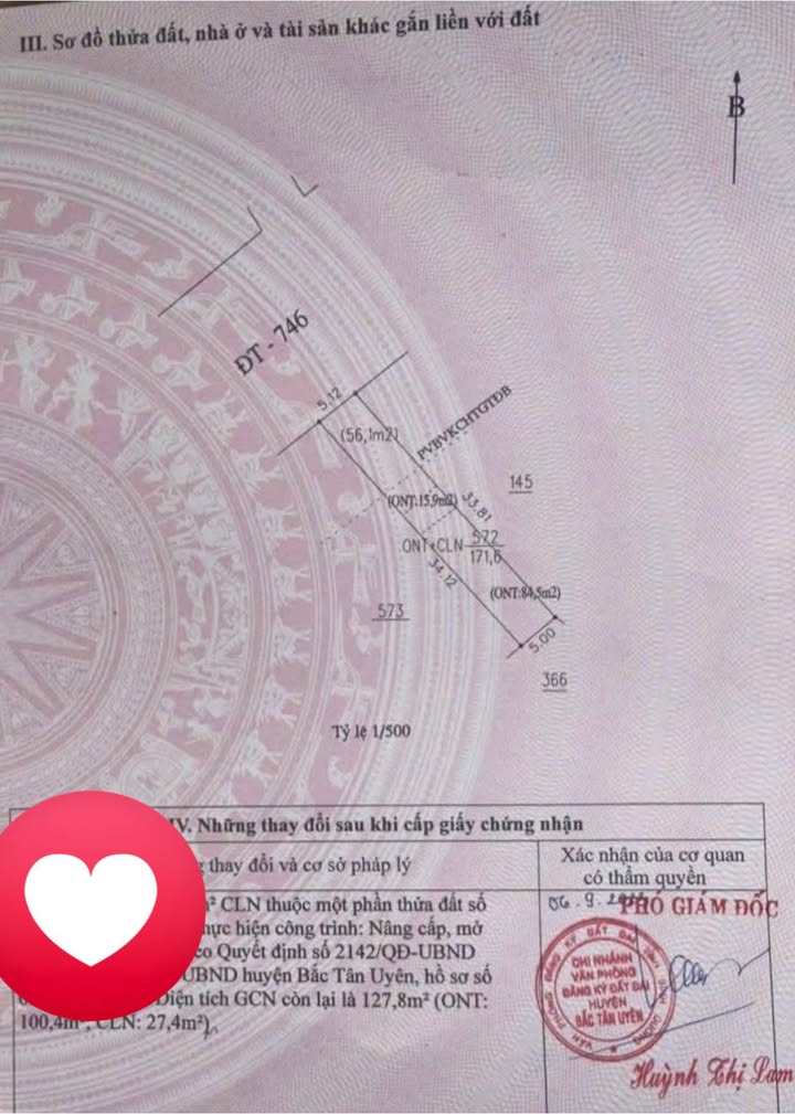 Đất mặt tiền ĐT746 Tân Lập 125m² giá 3 tỷ - Cơ hội đầu tư tuyệt vời!