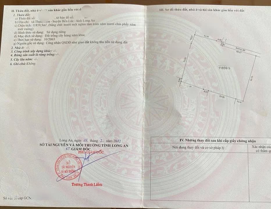 Đất vườn Thạnh Hòa Bến Lức 11.859m² giá chỉ 7 tỷ - Đầu tư sinh lời cao!