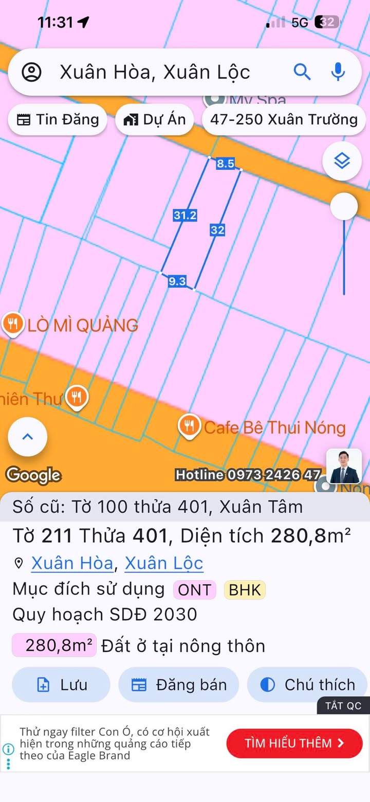 Đất nền ấp 3, xã Xuân Tâm, huyện Xuân Lộc 272m² giá 1.2 tỷ - Sổ đỏ chính chủ, đầu tư sinh lời!