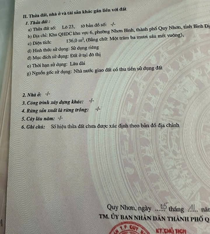 Đất mặt tiền Nhơn Bình Quy Nhơn 136m² giá 2 tỷ - Sổ đỏ chính chủ!