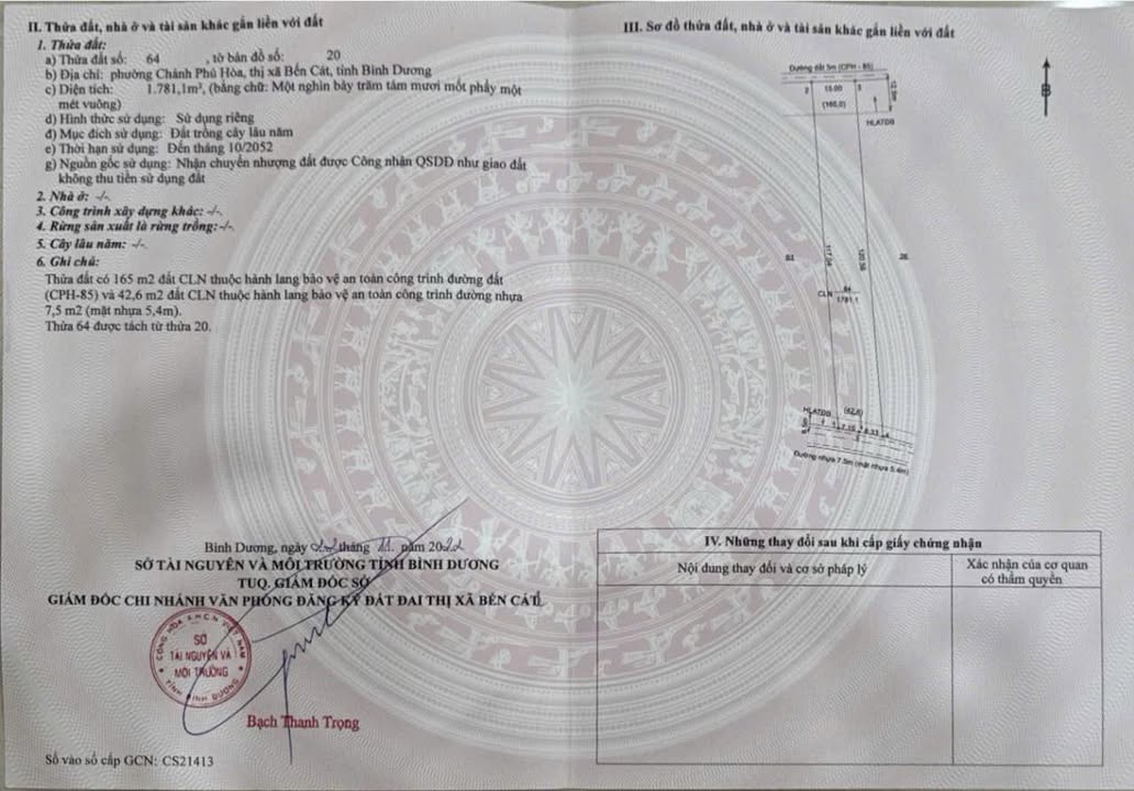 Đất nền Chánh Phú Hòa Bến Cát 1800m² giá 6 tỷ - Đầu tư sinh lời nhanh!