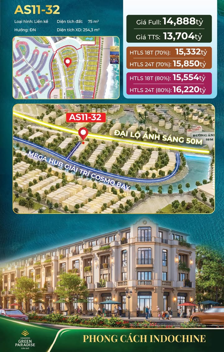 Townhouse AS11 Cần Giờ 75m² giá 13.704 tỷ - Đỉnh cao nội khu gần biển!