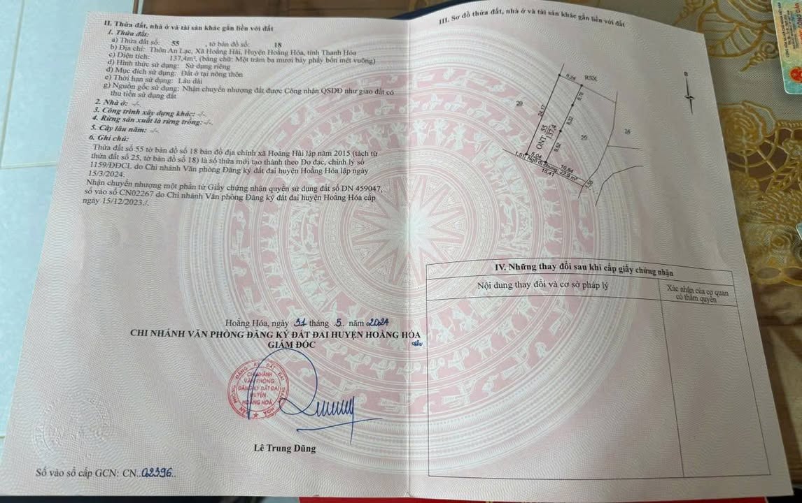 Đất thổ cư Hoằng Tiến Thanh Hóa 134.7m² - Giá thỏa thuận hấp dẫn!