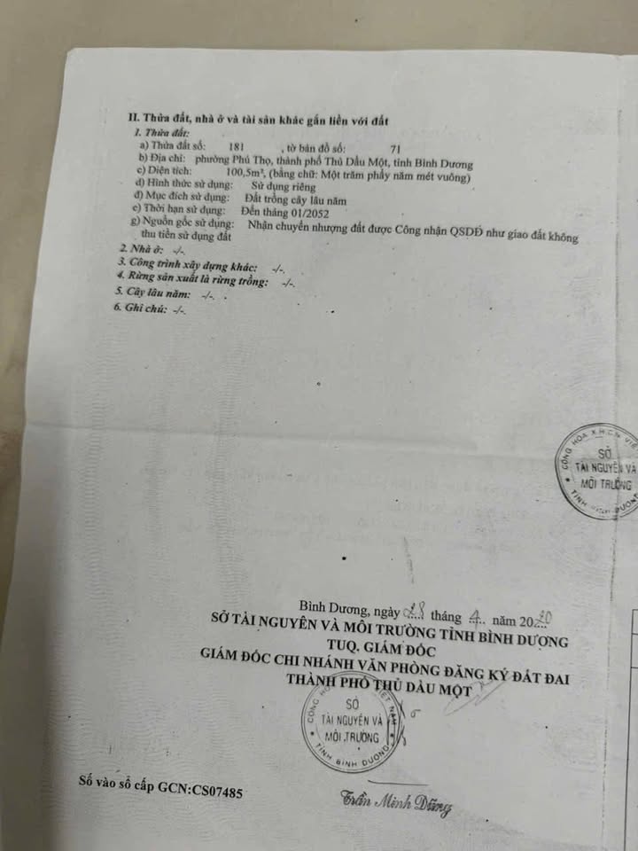 Đất thổ cư Phú Thọ Thủ Dầu Một 80m² giá 1.6 tỷ - Vị trí đông dân cư, thuận tiện sinh hoạt!