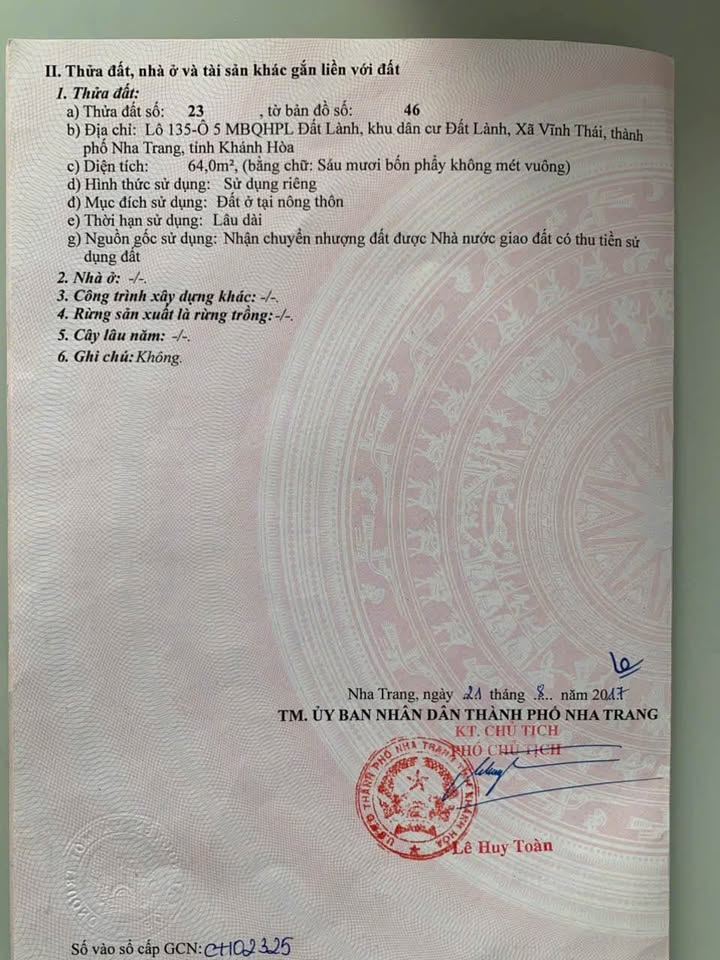 Đất nền Vĩnh Thái Nha Trang 64m² giá 3 tỷ - Tiềm năng đầu tư lớn!