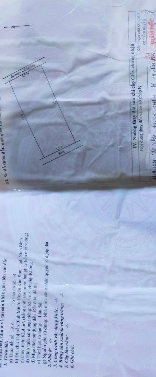 Đất mặt tiền đường 481, Khối 8, Bình Minh 62,4m² giá 1,9 tỷ - Vị trí đẹp thuận lợi kinh doanh!