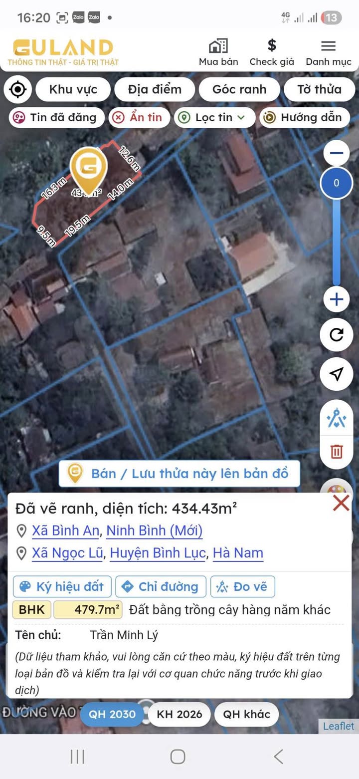 Đất nền Ngọc Lũ Bình Lục 430m² giá chỉ 929 triệu - Cơ hội đầu tư sinh lời!