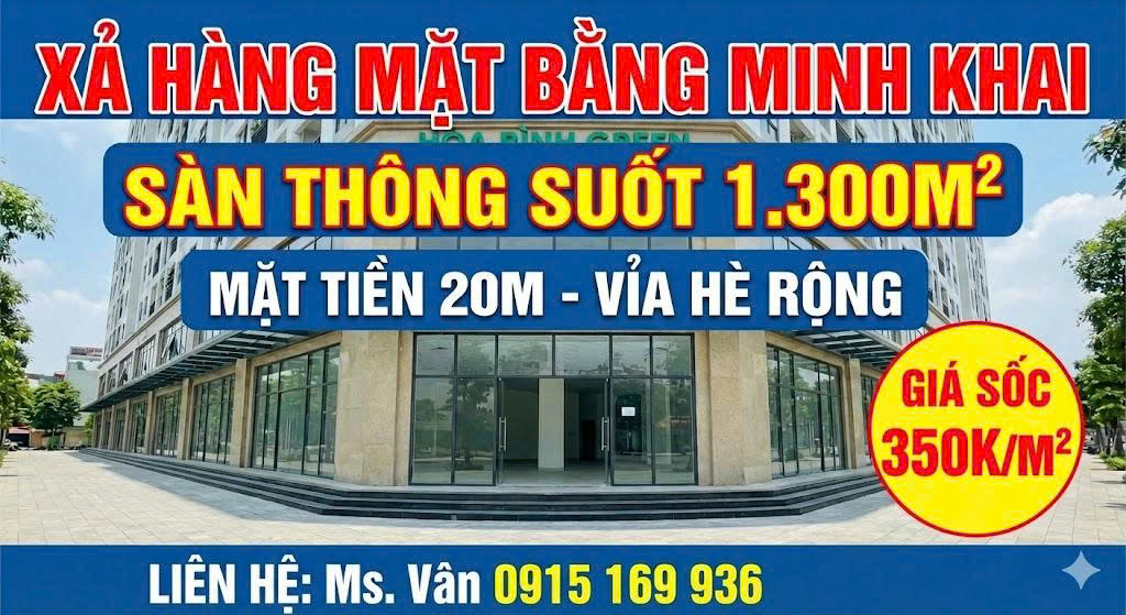 Cho thuê mặt bằng tầng 1 tại Minh Khai, Hai Bà Trưng 501m² - Mặt tiền 20m, Phù hợp showroom, nhà hàng!