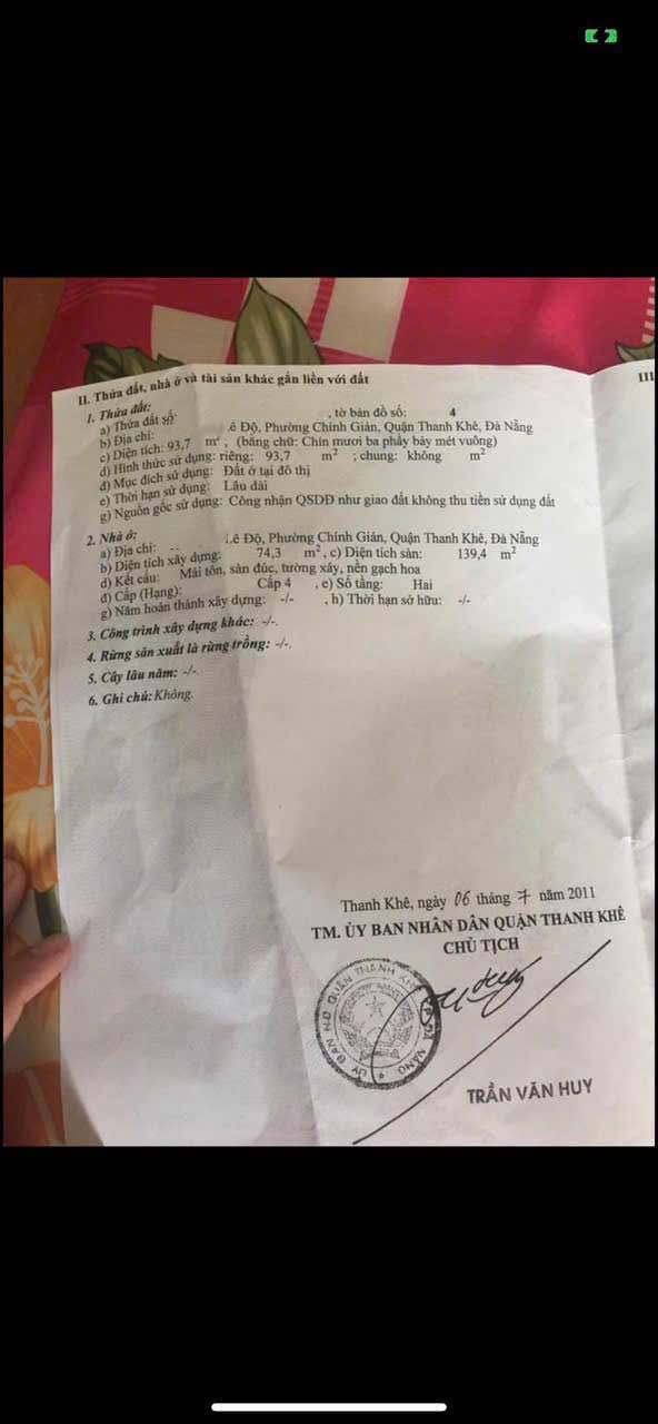 Nhà 2 tầng 77 Lê Độ, Đà Nẵng 93m² giá 5.5 tỷ - Ô tô vào tận nhà!