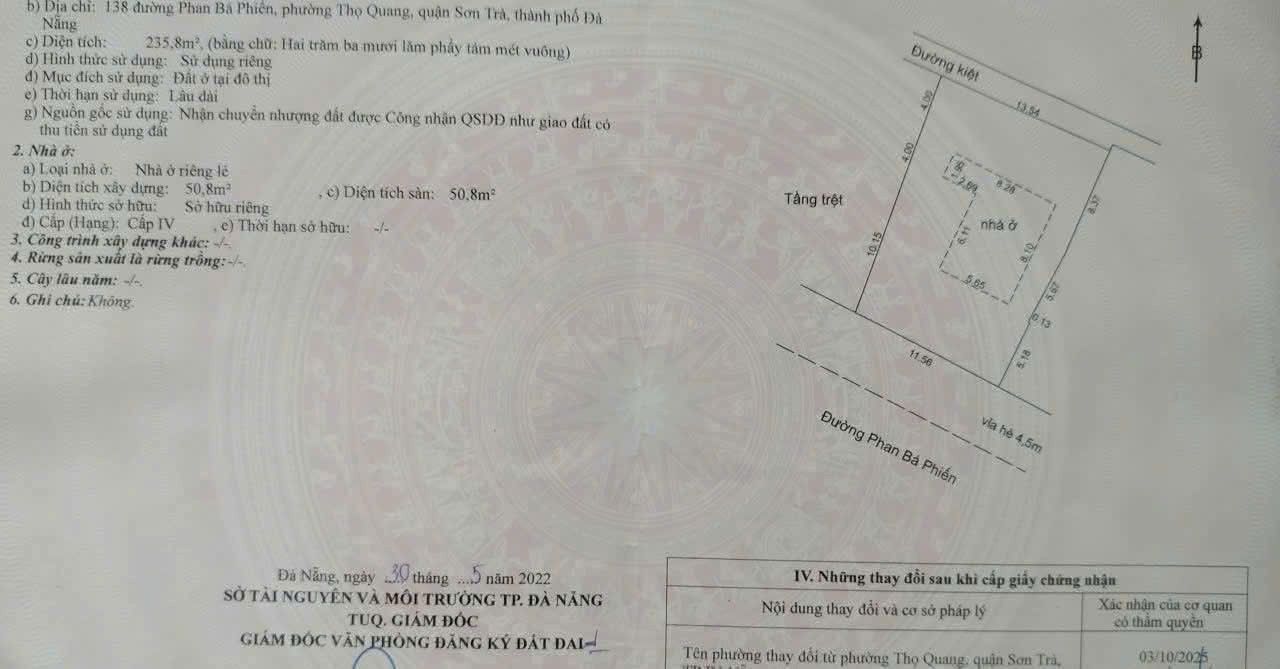 Đất 2 mặt tiền đường Phan Bá Phiến, Đà Nẵng 235m² giá 24.5 tỷ - Sát biển, đầu tư sinh lời!