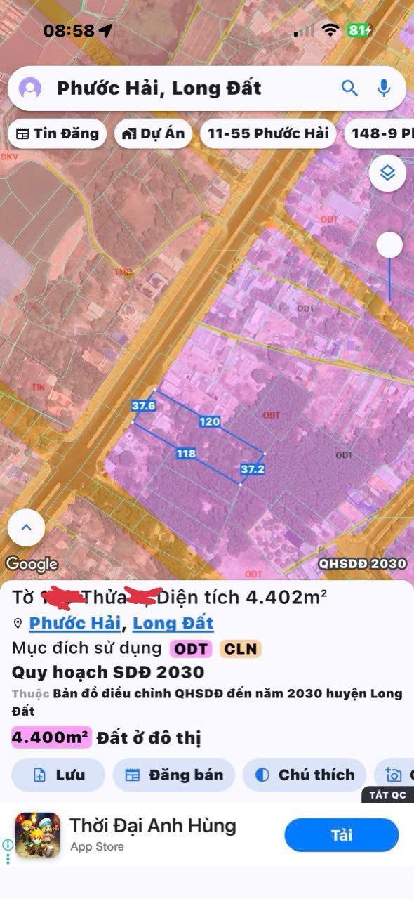 Đất nền Phước Hải, Bà Rịa - Vũng Tàu 4400m² giá 40 tỷ - Cơ hội đầu tư hấp dẫn!