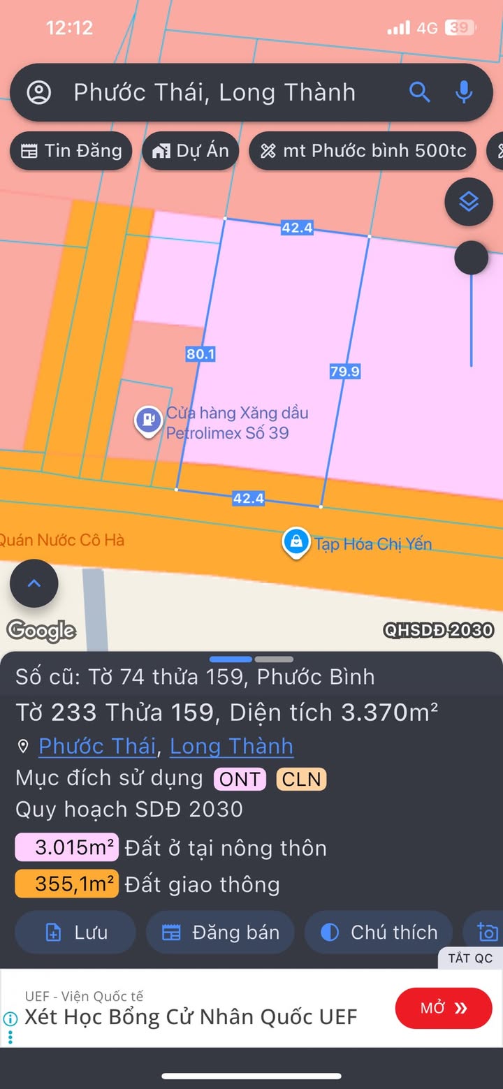 Đất thổ cư 3.370m² tại Thủ Đức giá chỉ 505 triệu - Đầu tư sinh lời tốt!