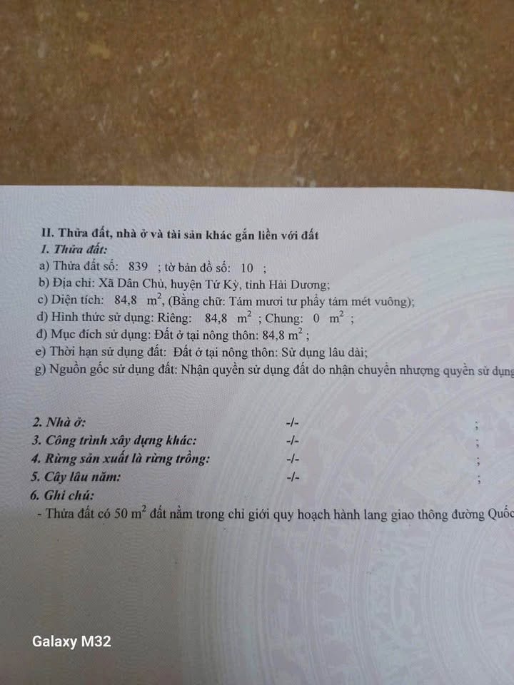 Đất nền Tứ Kỳ Hải Dương 84,8m² - Mặt đường quốc lộ 37, giá thương lượng hấp dẫn!