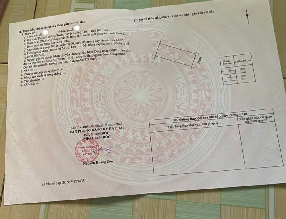 Đất nền biệt thự Giồng Trôm 391,8m² giá 600 triệu - Đầu tư sinh lời ngay!