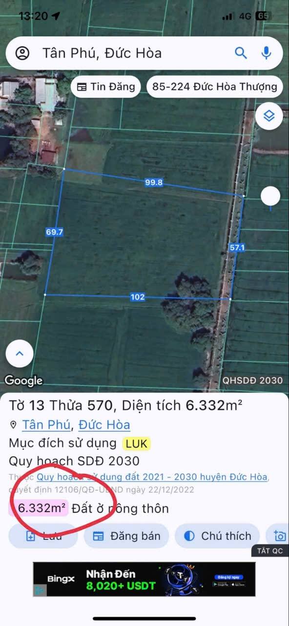 Đất nền xã Tân Phú Thủ Đức 6700m² - Sổ hồng riêng, giá siêu rẻ!