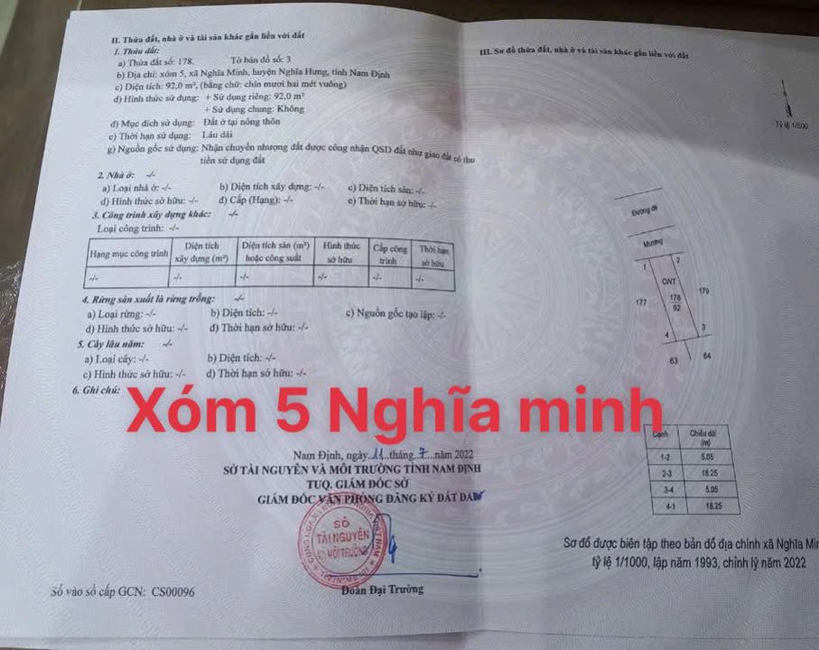 Đất nền Nghĩa Minh 92.14m² giá chỉ 700 triệu - Sổ hồng chính chủ!