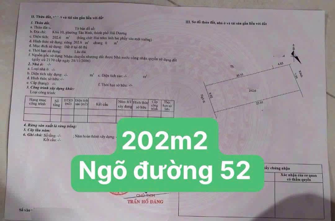 Đất nền mặt ngõ Trường Chinh, Hải Dương 200m² - Vị trí đắc địa, giá tốt!
