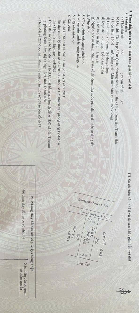 Đất nền tại mặt bằng tái định cư Hải Thượng, Nghi Sơn 150m² giá 2 tỷ - View công viên xanh