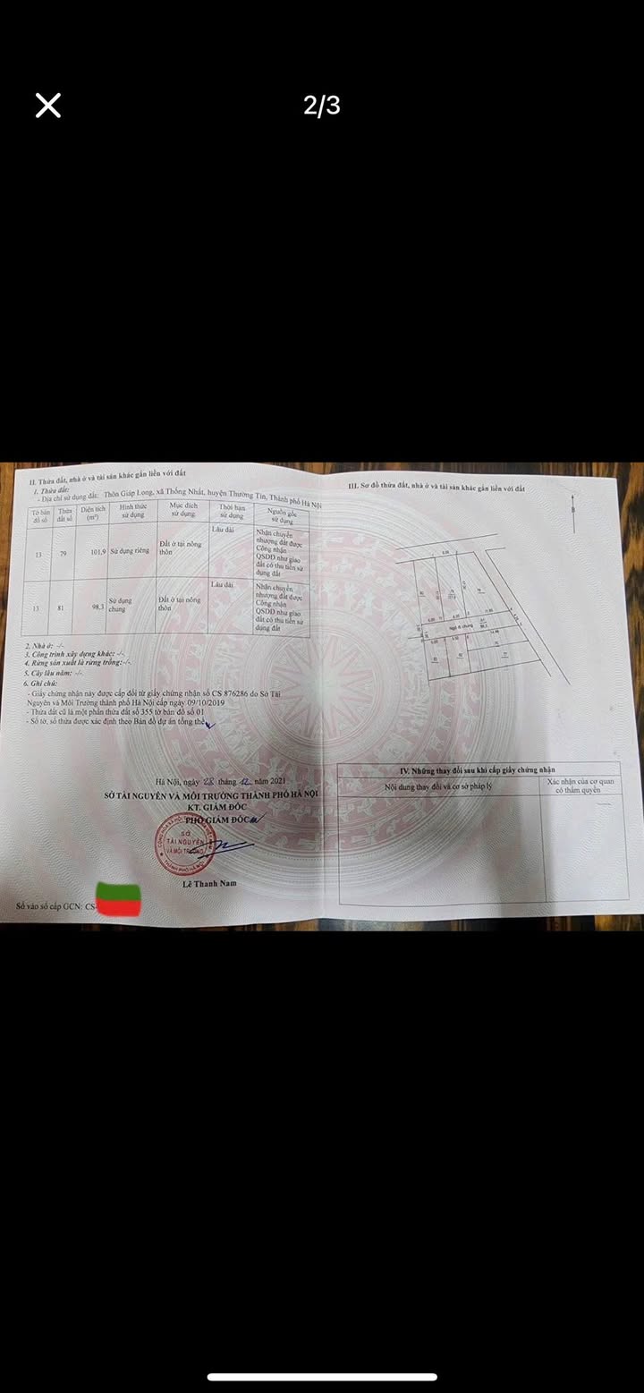 Đất thổ cư Giáp Long, Thống Nhất, Thường Tín 101,9m² giá 2.99 tỷ - Đầu tư sinh lời ngay!