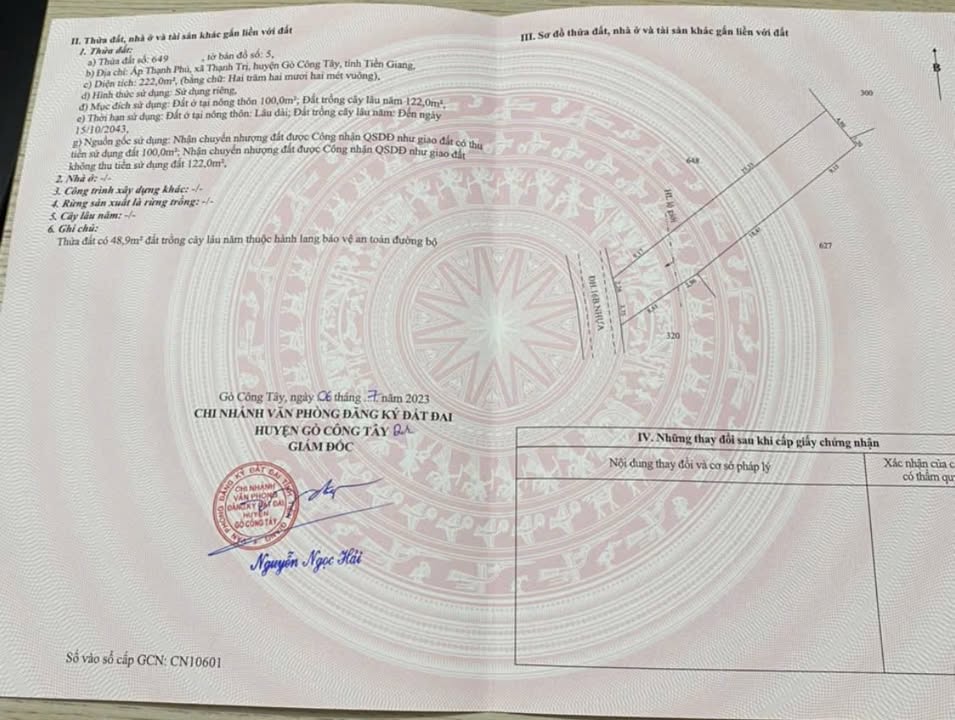 Đất mặt tiền DH16B, xã Vĩnh Bình, Gò Công Tây 222m² chỉ 620 triệu - Đầu tư sinh lời!