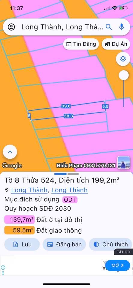 Đất nền trung tâm Long Thành 190m² giá 5 tỷ - Bán gấp, cơ hội đầu tư tốt!