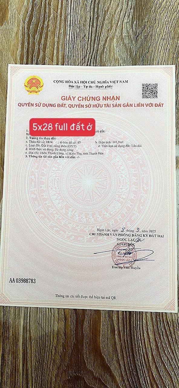 Đất nền Ngọc Lặc 141.8m² giá đầu tư - Sổ đỏ chính chủ!