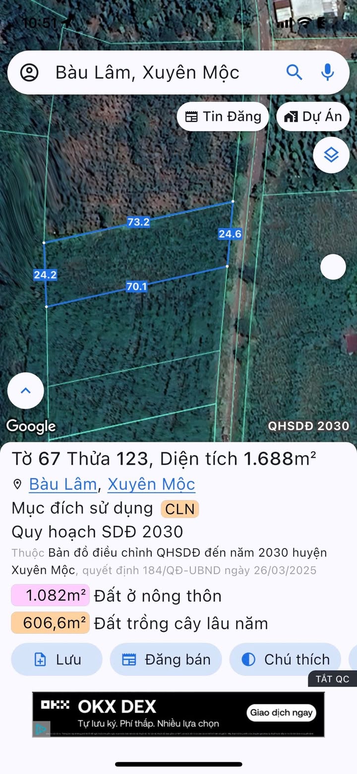 Đất nền Bàu Lâm, Xuyên Mộc 1600m² giá 1.1 tỷ - Sổ hồng chính chủ, đầu tư sinh lời!