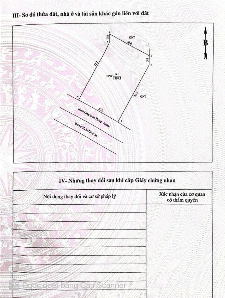 Đất nền khu 12 xã Tù Vũ, Thanh Thủy 1398m² - Mặt tiền 30m, vị trí đẹp!