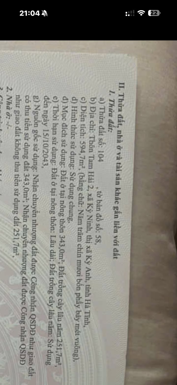 Đất Kỳ Ninh Kỳ Anh 594.7m² giá 2.45 tỷ - Cơ hội đầu tư sinh lời!