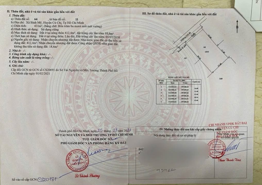 Đất thổ cư Củ Chi 450m² giá nhỉnh 7 tỷ - Cơ hội đầu tư không thể bỏ lỡ!