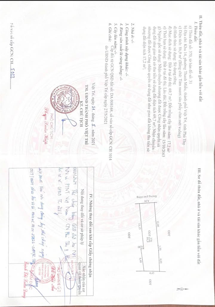 Đất nền Khu 14, Phường Thanh Miếu 86.9m² giá 3.9 tỷ - Tiện ích đa dạng xung quanh!