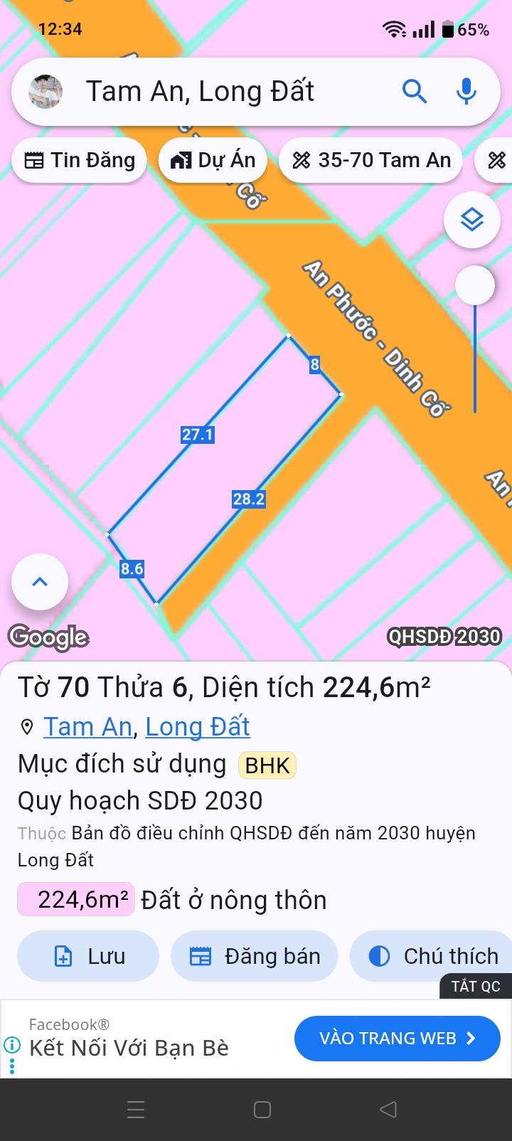 Lô đất An Ngãi - Long Điền 224m² giá 2 tỷ - Nằm trong khu dân cư đông đúc!