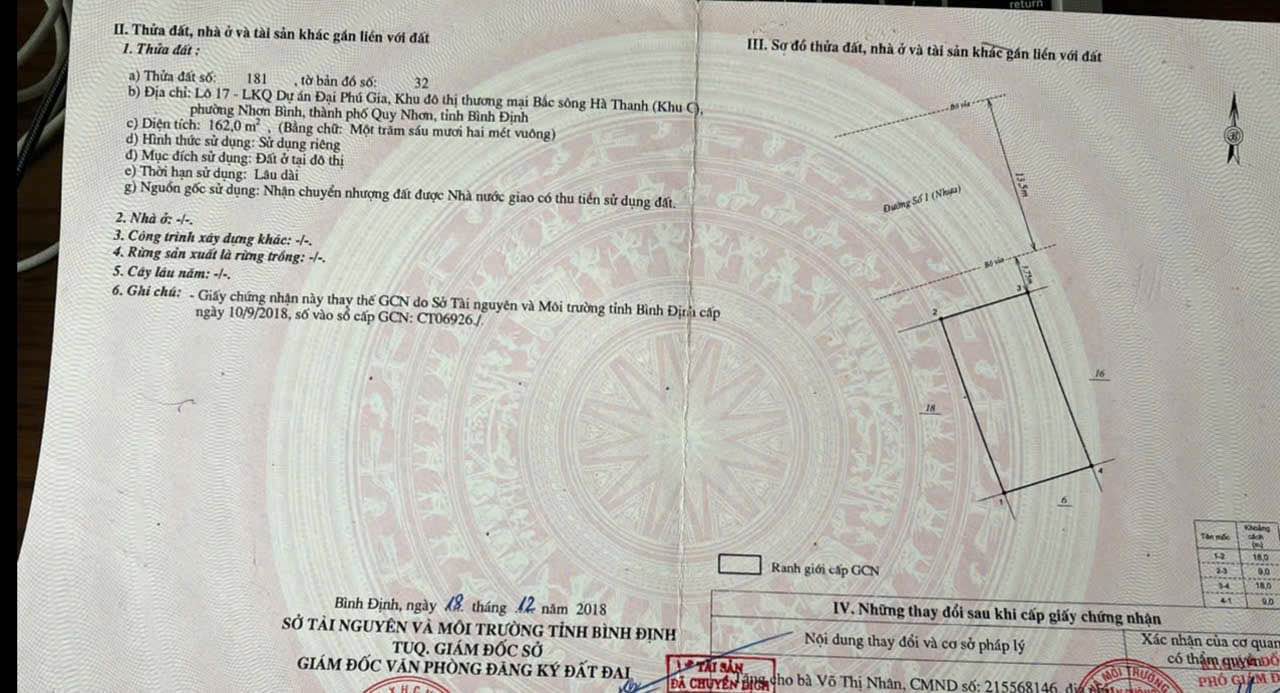 Đất nền Khu biệt thự Đại Phú Gia Quy Nhơn 162m² giá 7.1 tỷ - Đầu tư sinh lời ngay!