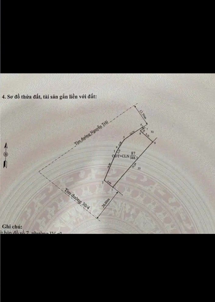 Đất nền mặt tiền đường 30/4, Nguyễn Trãi, Tây Ninh 388m² - Cơ hội đầu tư vàng!