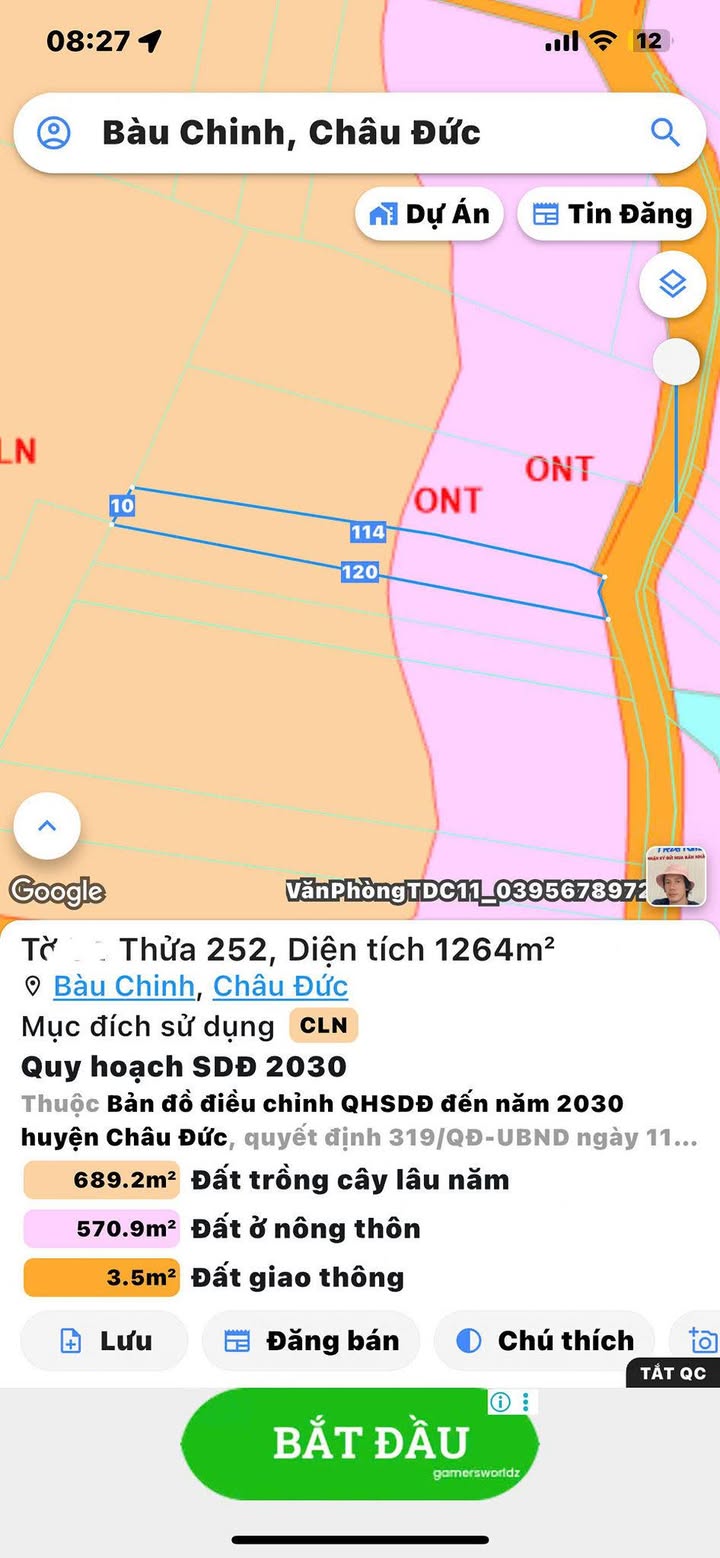 Đất nền Bàu Chinh Châu Đức 1200m² giá 1.1 tỷ - Đầu tư sinh lời ngay!