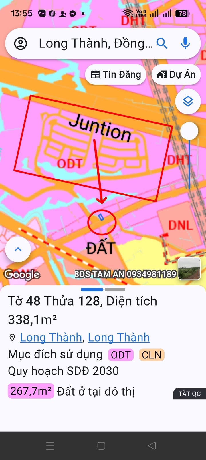 Đất mặt tiền đường Bến Cam Nhơn Trạch 342.2m² - Sổ riêng thổ cư chính chủ!